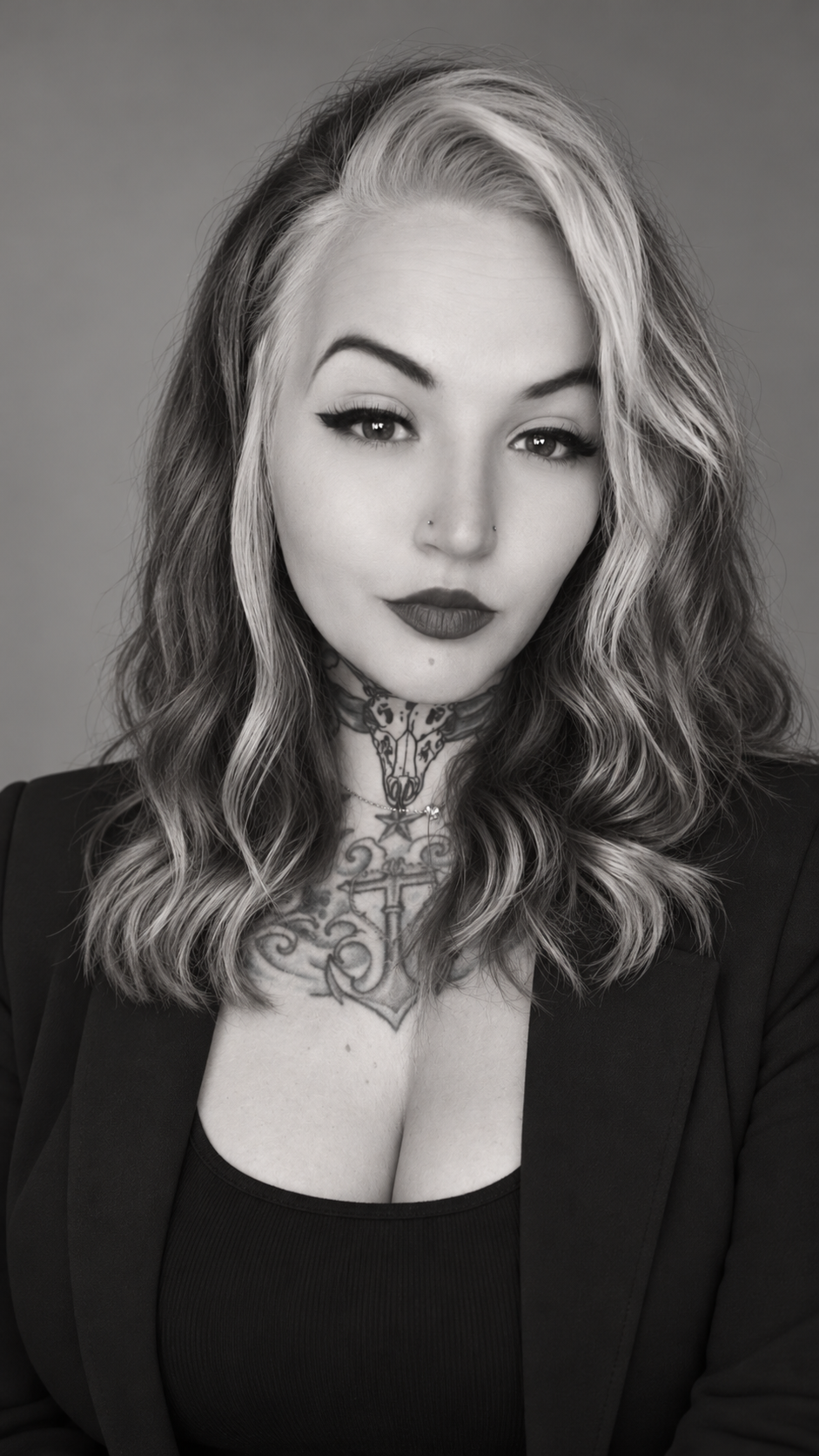 Charlotte Shinabarger in a black blazer
